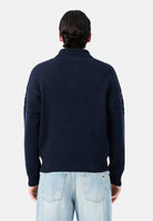 LACOSTE Polo manica lunga ZIP COLLAR KNIT  blu da uomo in maglia con colletto aperto AH8574 MXQ LACOSTE 