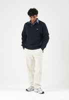 LACOSTE Maglione manica lunga ZIP COLLAR KNIT  blu da uomo in maglia con colletto aperto AH8574 MXQ LACOSTE 