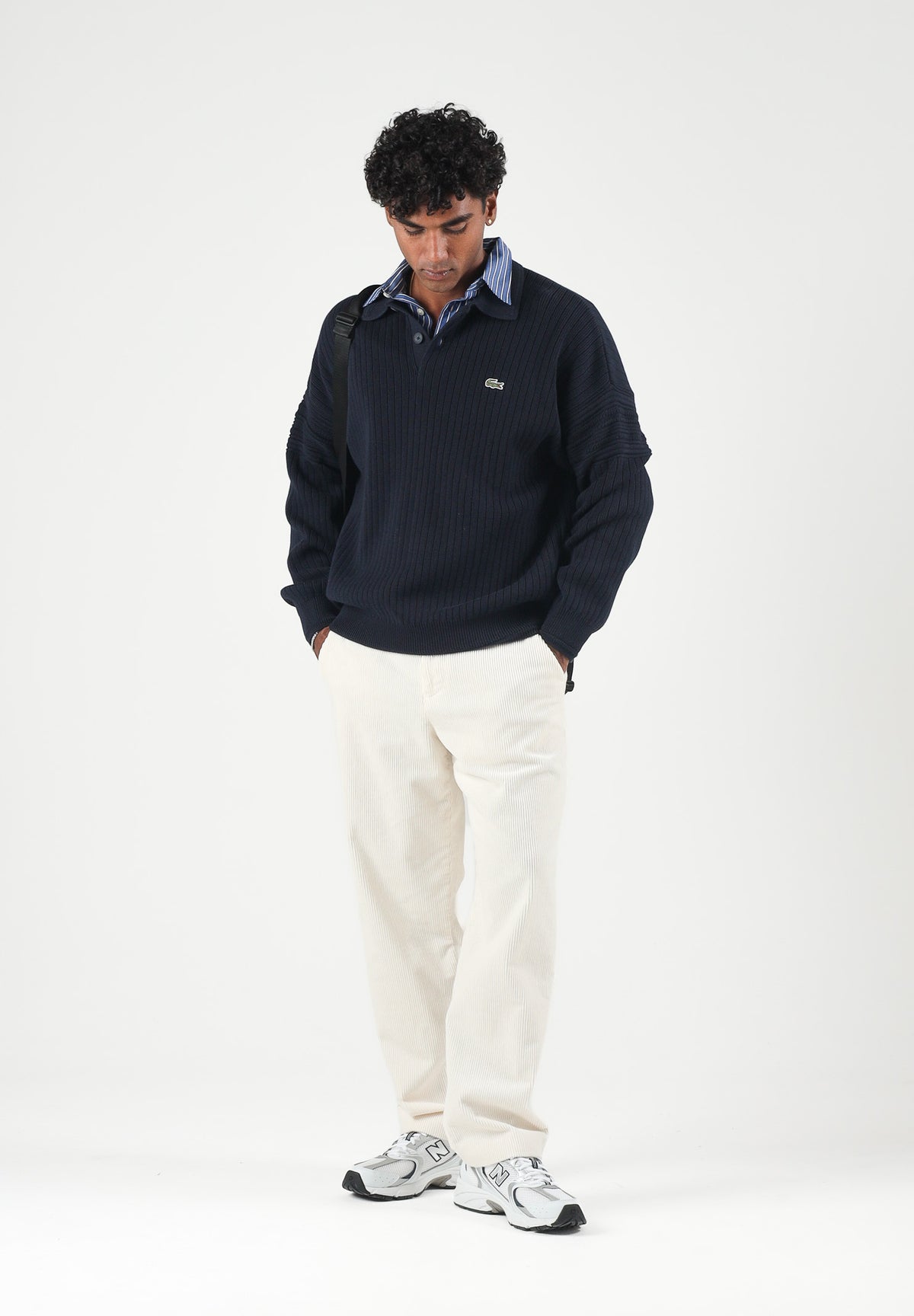 LACOSTE Maglione manica lunga ZIP COLLAR KNIT  blu da uomo in maglia con colletto aperto AH8574 MXQ LACOSTE 