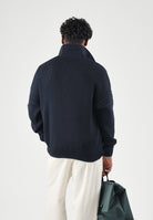 LACOSTE Maglione manica lunga ZIP COLLAR KNIT  blu da uomo in maglia con colletto aperto AH8574 MXQ LACOSTE 