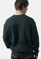 LACOSTE Cardigan in maglia verde muschio da uomo con scollo a V<BR/> AH8575 UN1 LACOSTE 