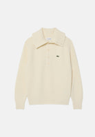 LACOSTE Polo  ZIP COLLAR SWEATER panna per uomo con lavorazione a trecce AH8598 XFJ LACOSTE 