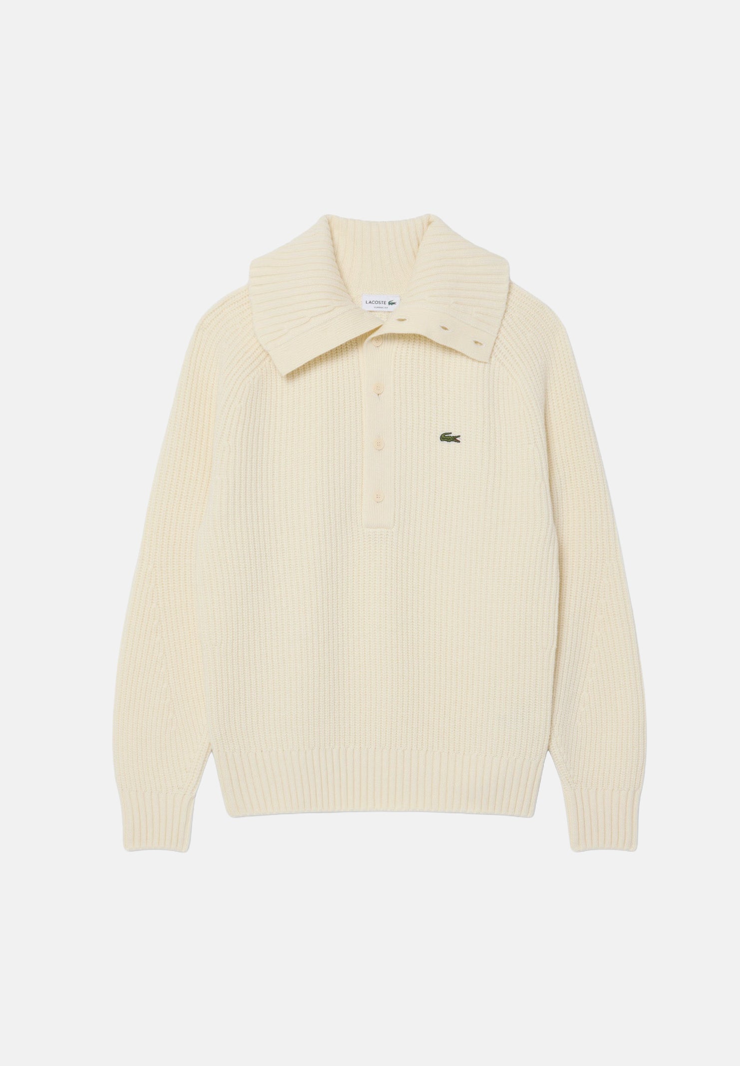 LACOSTE Polo  ZIP COLLAR SWEATER panna per uomo con lavorazione a trecce AH8598 XFJ LACOSTE 