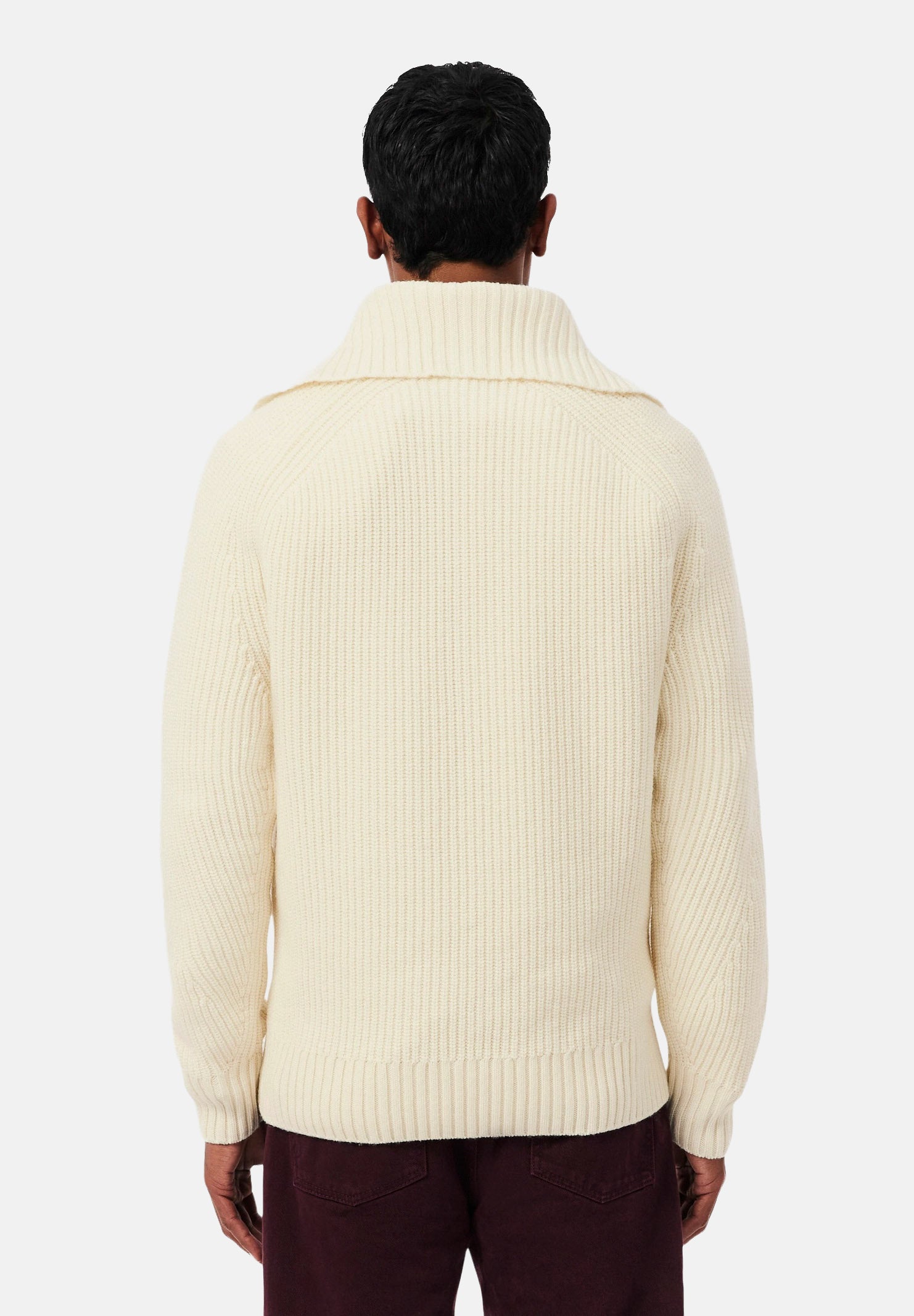 LACOSTE Polo  ZIP COLLAR SWEATER panna per uomo con lavorazione a trecce AH8598 XFJ LACOSTE 