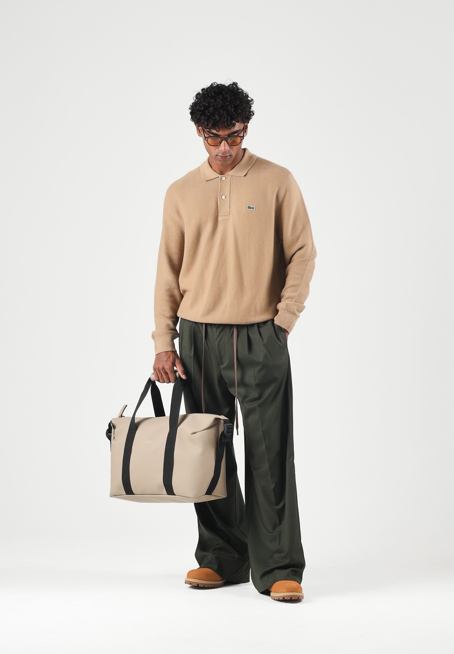 LACOSTE Polo manica lunga nocciola per uomo e donna con colletto classico AH9904 SIX LACOSTE 