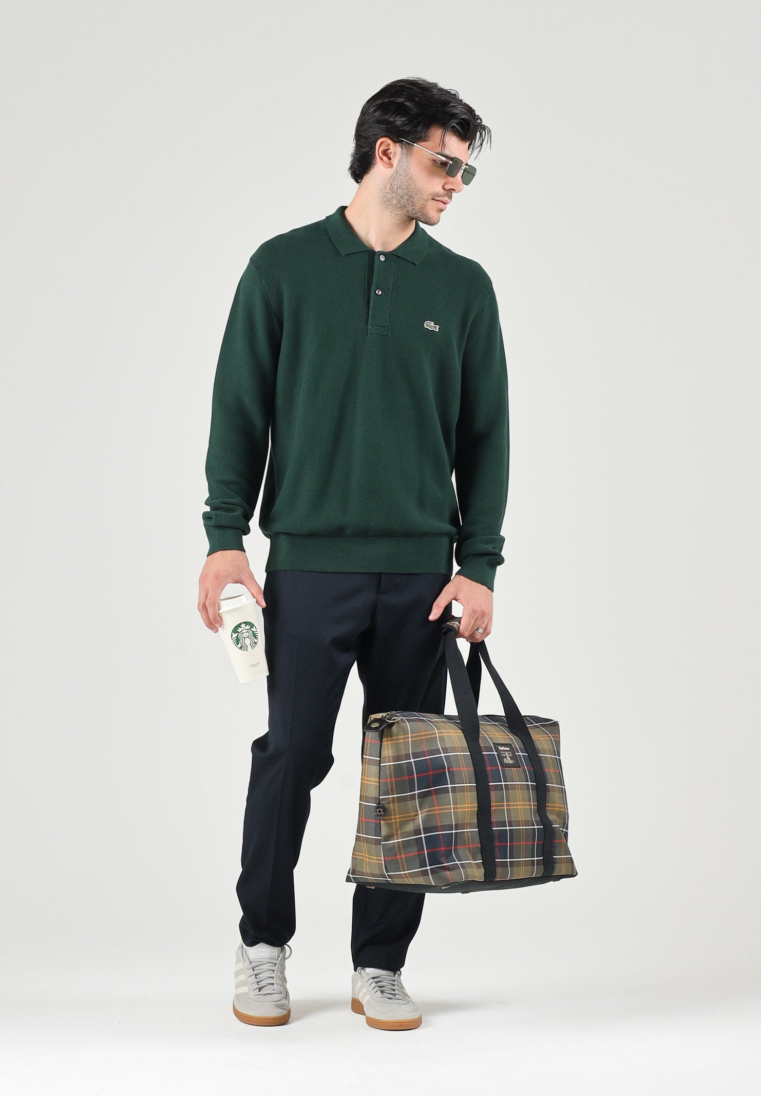 LACOSTE Polo manica lunga verde da uomo con colletto classico AH9904 YZP LACOSTE 