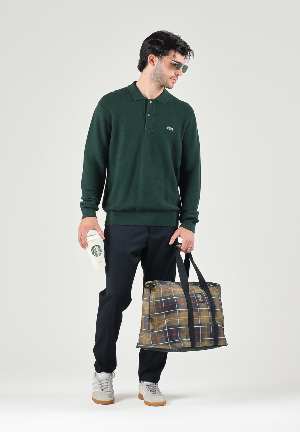LACOSTE Polo manica lunga verde da uomo con colletto classico AH9904 YZP LACOSTE 