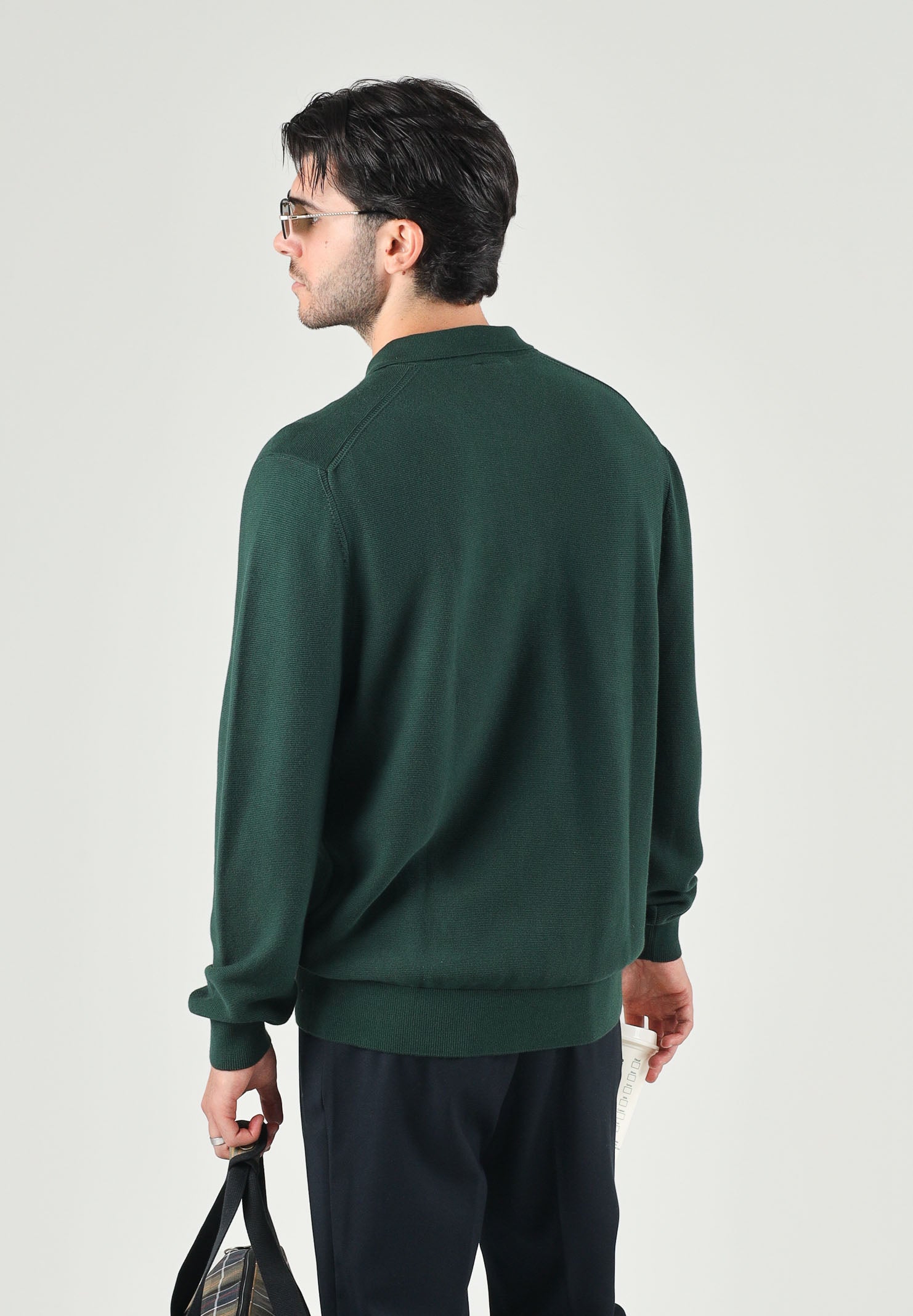 LACOSTE Polo manica lunga verde da uomo con colletto classico AH9904 YZP LACOSTE 