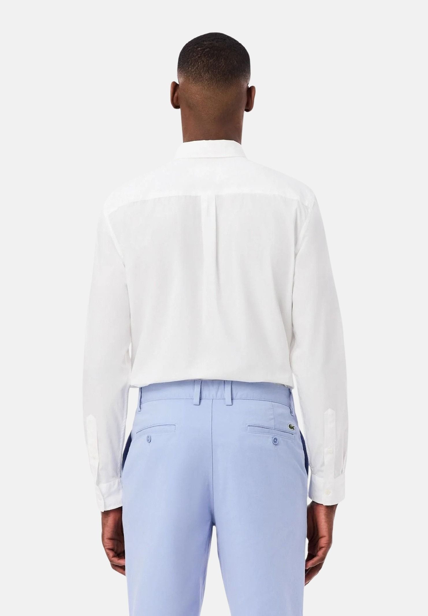 LACOSTE Camicia a manica lunga bianca da uomo  con patch logo CH2933 001. LACOSTE 