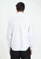 LACOSTE Camicia a manica lunga bianca da uomo con patch logo CH2933 001. LACOSTE 