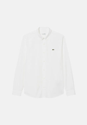 LACOSTE Camicia a manica lunga bianca da uomo  con patch logo CH2933 001. LACOSTE 