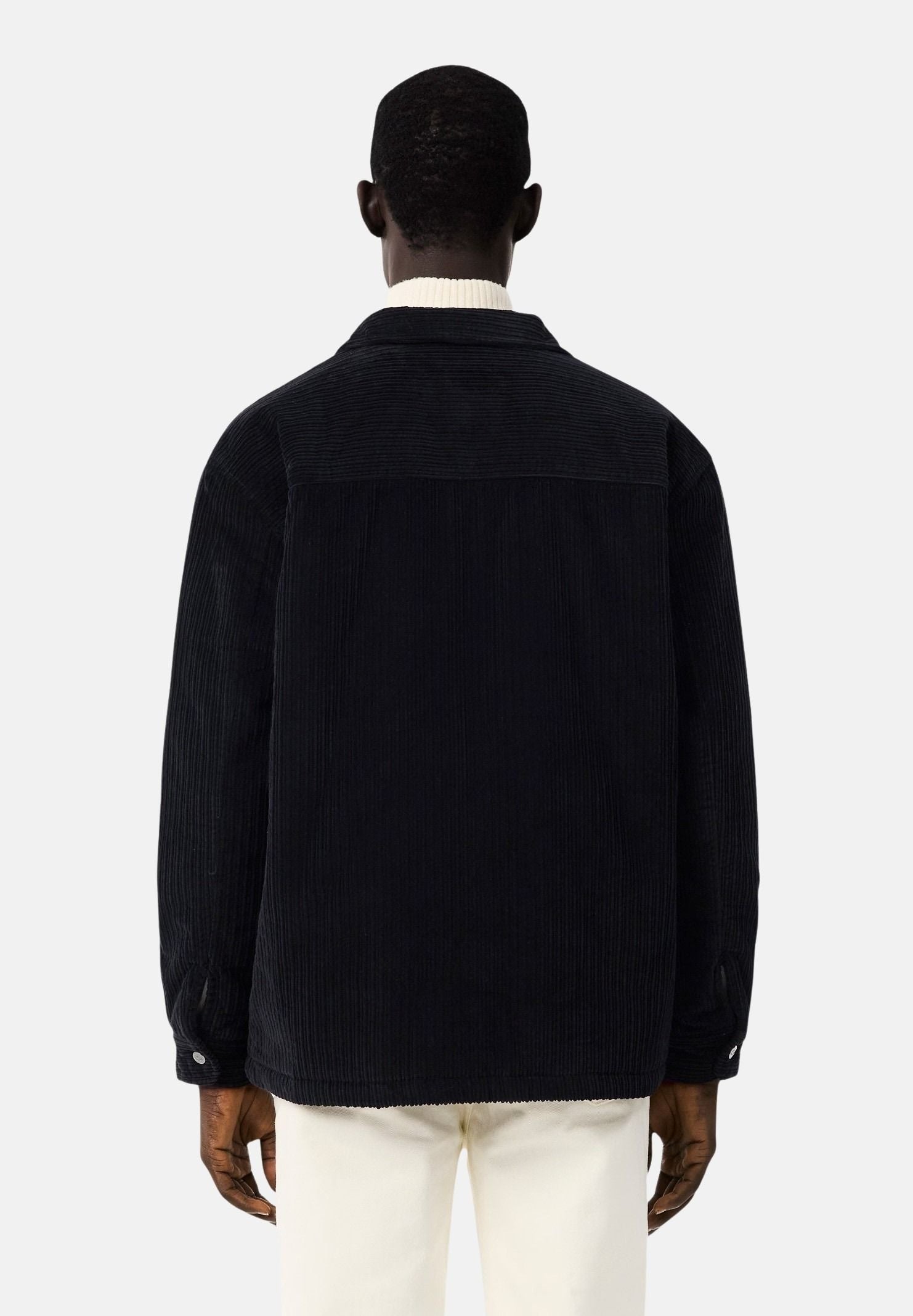 LACOSTE Giubbotto  effetto camicia PADDED CORDUROY OVERSHIRT  nero da uomo in velluto a coste con leggera imbottitura, bottoni a pressione e tasche.<BR/> CH8840 031 LACOSTE 