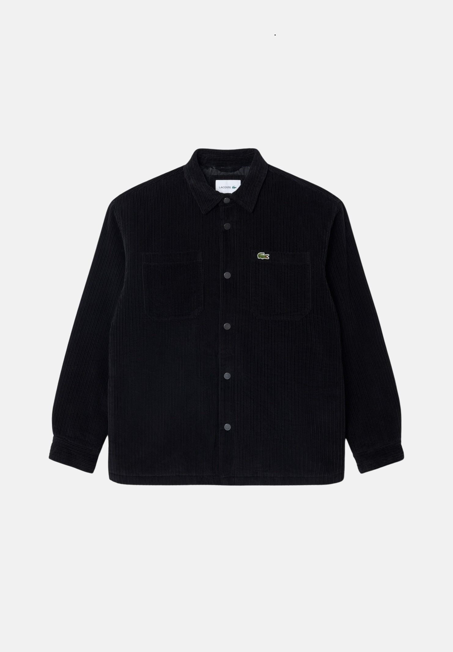 LACOSTE Giubbotto  effetto camicia PADDED CORDUROY OVERSHIRT  nero da uomo in velluto a coste con leggera imbottitura, bottoni a pressione e tasche.<BR/> CH8840 031 LACOSTE 