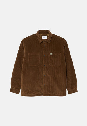 LACOSTE Giacca camicia imbottita Coffee Brown marrone caffè da uomo, in velluto a coste di cotone, con bottoni a pressione e tasche. CH8840 DPD LACOSTE 