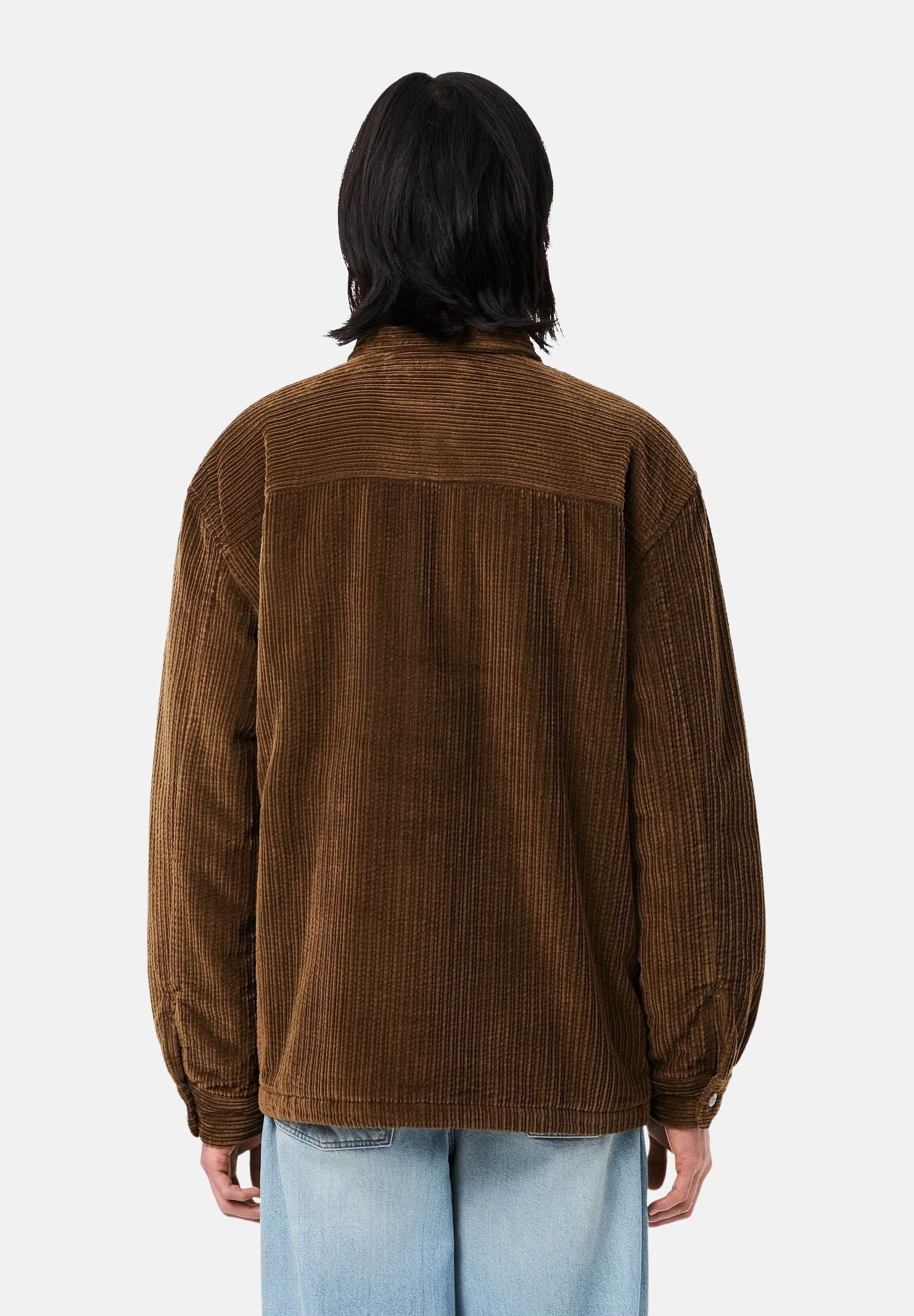 LACOSTE Giacca camicia imbottita Coffee Brown marrone caffè da uomo, in velluto a coste di cotone, con bottoni a pressione e tasche. CH8840 DPD LACOSTE 
