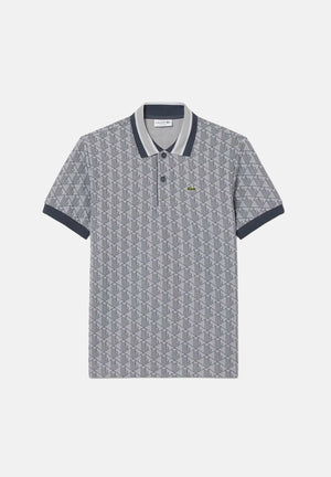 LACOSTE Polo manica corta grigia da uomo con motivo monogram DH1417 41I LACOSTE 