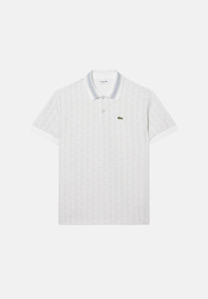 LACOSTE Polo jacquard grigio/bianco da uomo con motivo monogramma DH1417 4IW LACOSTE 