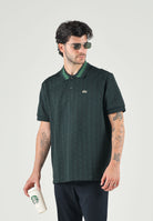 LACOSTE Polo blu da uomo con colletto a contrasto verde a righe DH1417 SPU LACOSTE 
