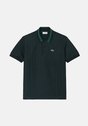 LACOSTE Polo blu da uomo con colletto a contrasto verde a righe DH1417 SPU LACOSTE 