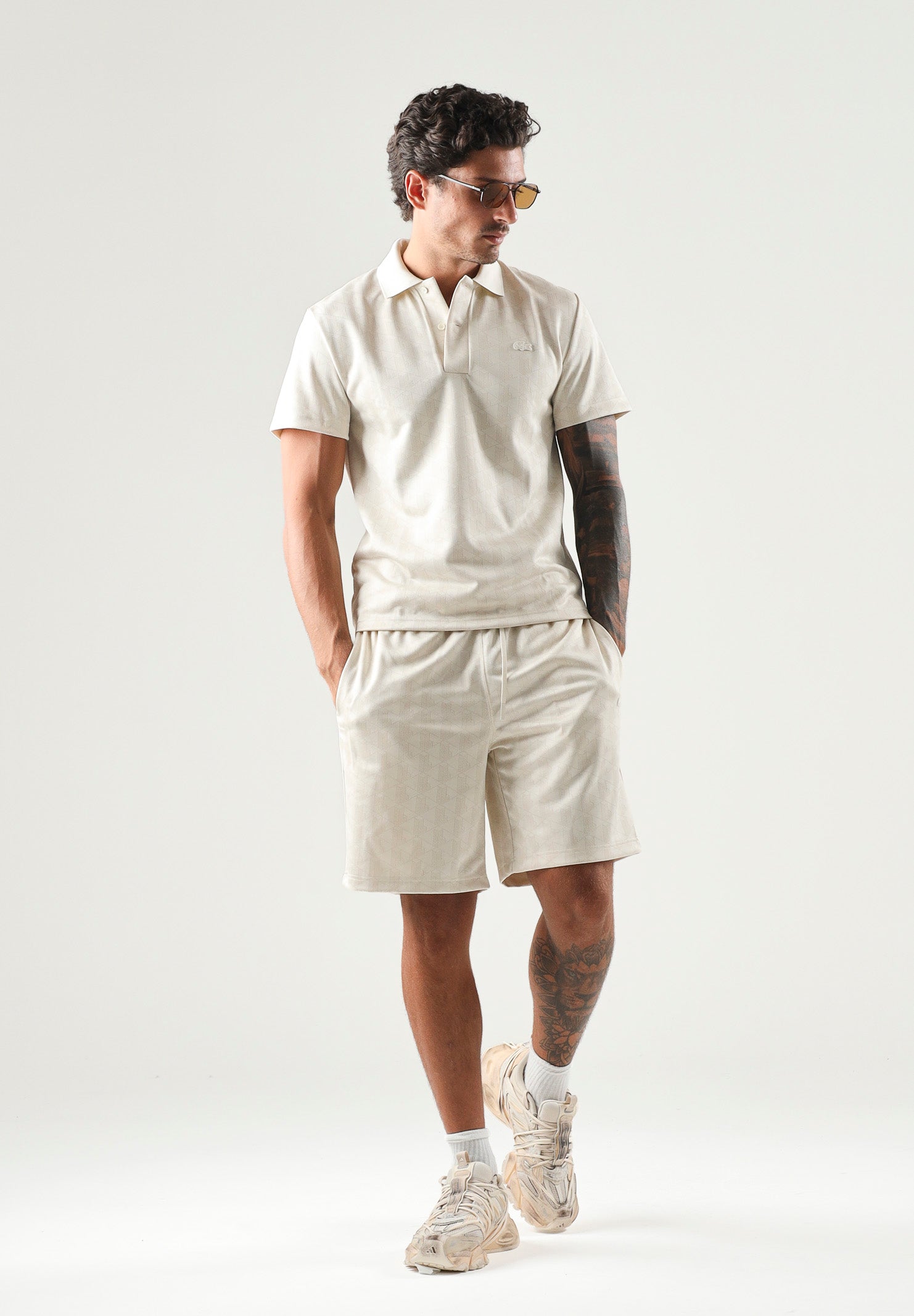 LACOSTE Shorts monogram bianco da uomo in tinta unita GH9794 8LX LACOSTE 