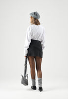 LACOSTE Minigonna a portafoglio SHORT PLEATED WRAP SKIRT IN BOILED KNIT grigio scuro da donna JF8638 EL6 LACOSTE 