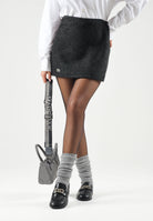 LACOSTE Minigonna a portafoglio SHORT PLEATED WRAP SKIRT IN BOILED KNIT grigio scuro da donna JF8638 EL6 LACOSTE 