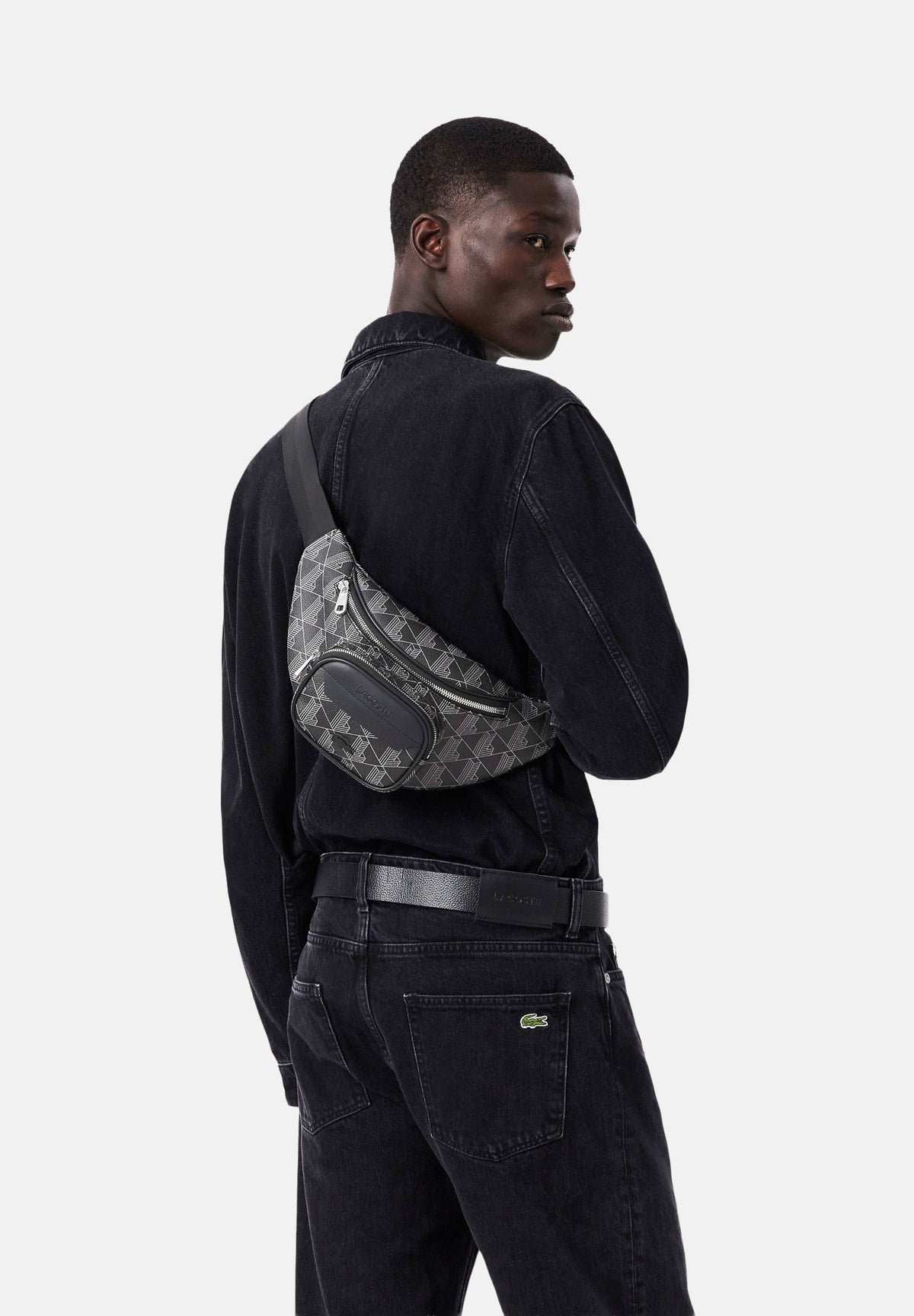 LACOSTE MarsupioTHE BLEND WAIST BAG nero da uomo con motivo monogram NH3651 H45 LACOSTE 