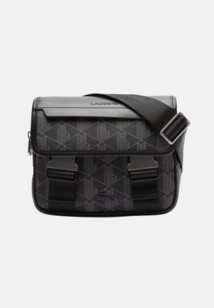 LACOSTE Borsa a tracolla nera per uomo e donna con monogramma The Blend NH3787 H45 LACOSTE 