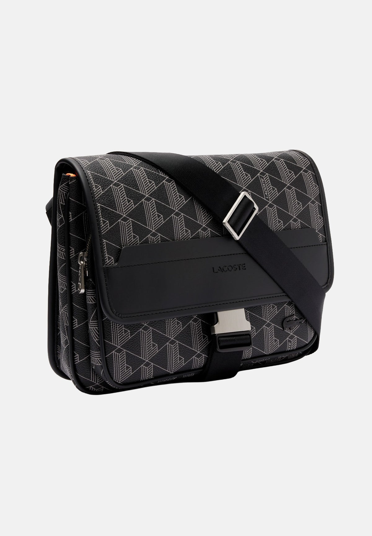 LACOSTE Borsa a tracolla monogram nero per uomo e donna con fibbia logata NH4411 H45 LACOSTE 