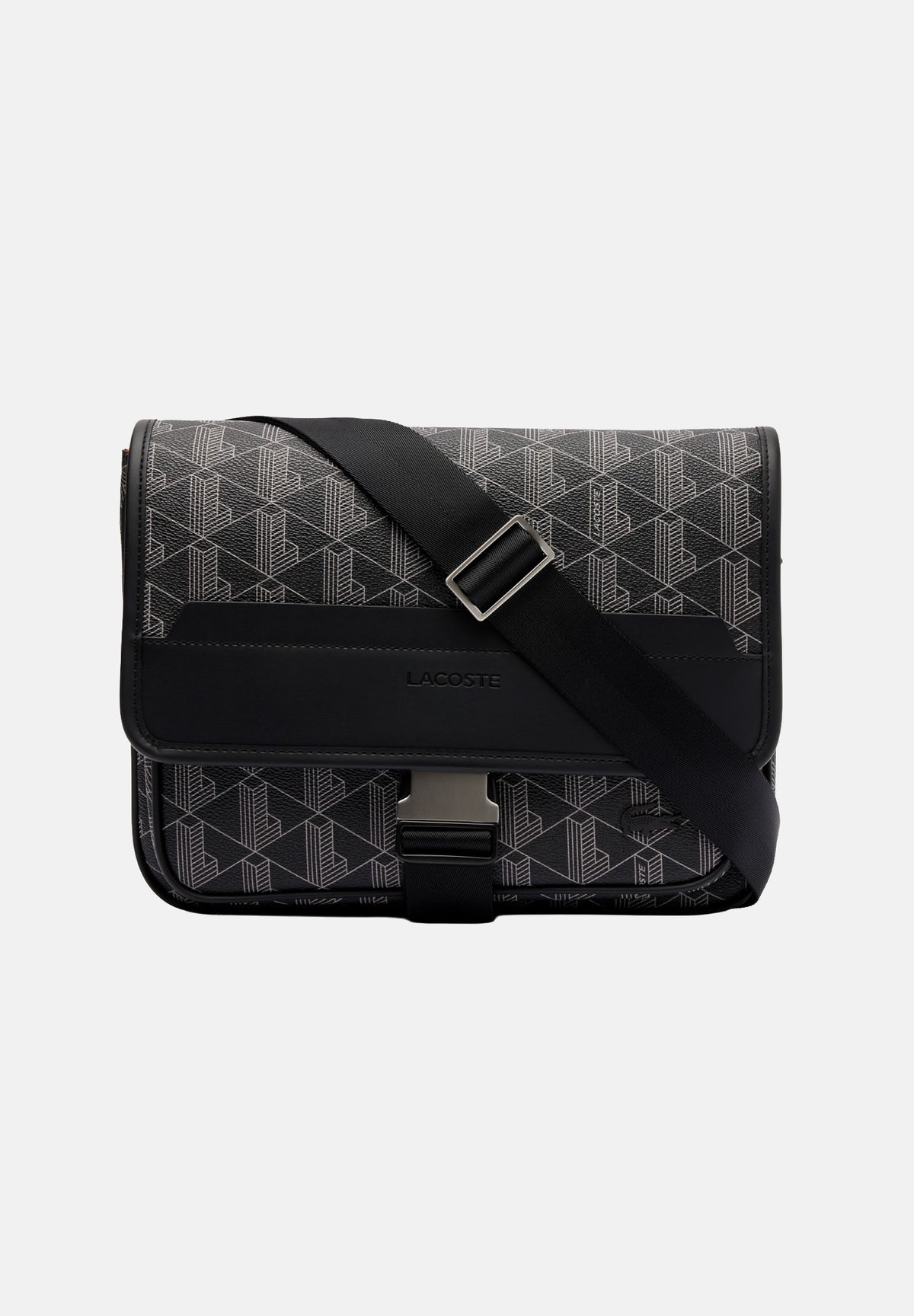 LACOSTE Borsa a tracolla monogram nero per uomo e donna con fibbia logata NH4411 H45 LACOSTE 