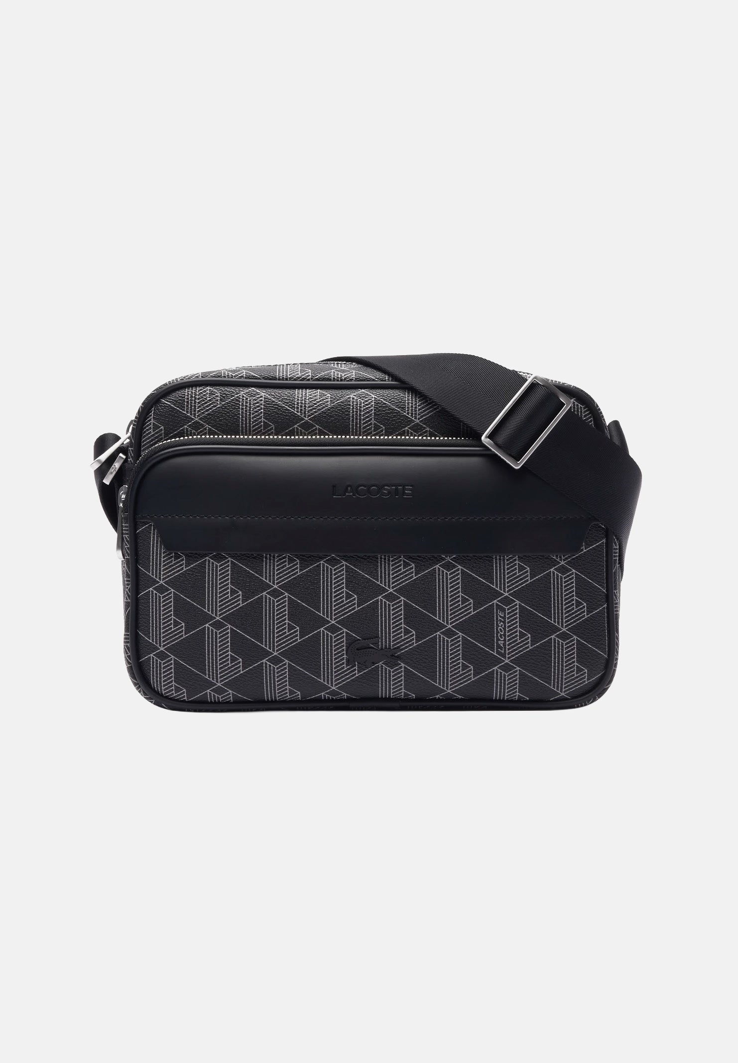 LACOSTE Borsa a tracolla THE BLEND CAMERA BAG nero per uomo con stampa monogram geometrica NH4578 H45 LACOSTE 
