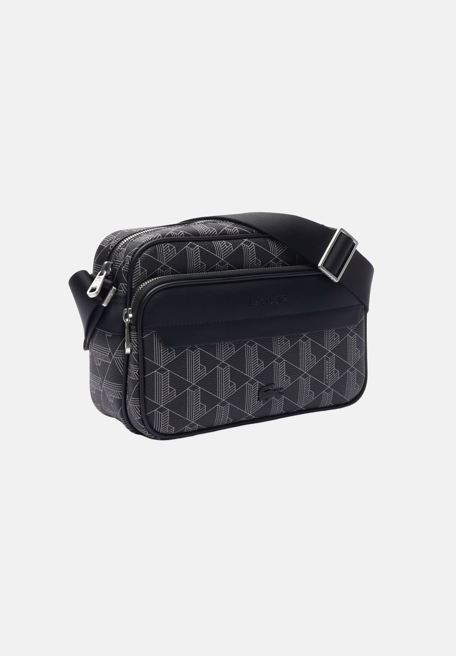 LACOSTE Borsa a tracolla THE BLEND CAMERA BAG nero per uomo con stampa monogram geometrica NH4578 H45 LACOSTE 
