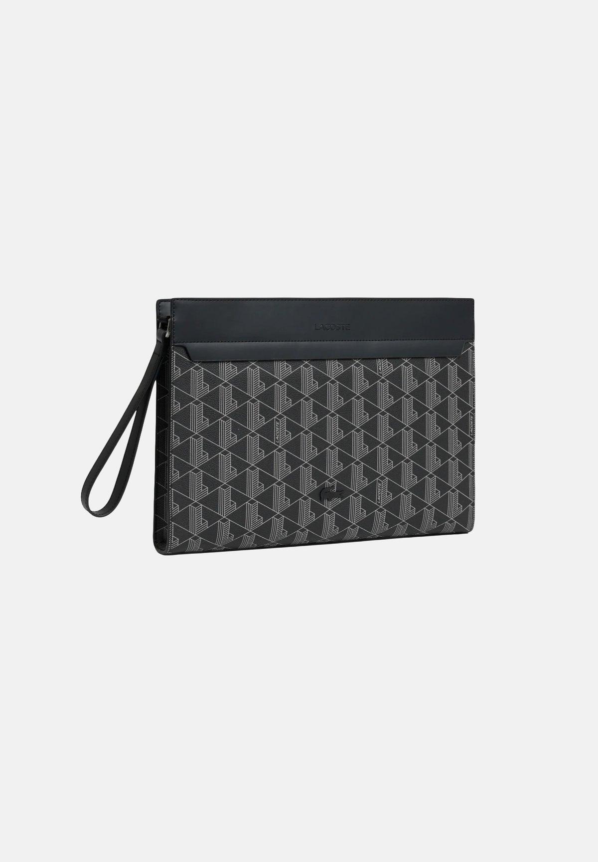 LACOSTE Pochette THE BLEND MONOGRAM nera da uomo con stampa monogram all-over NH5065 H45 LACOSTE 