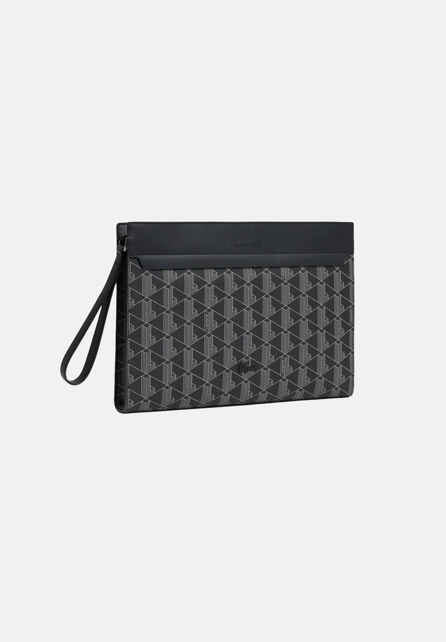 LACOSTE Pochette THE BLEND MONOGRAM nera da uomo con stampa monogram all-over NH5065 H45 LACOSTE 