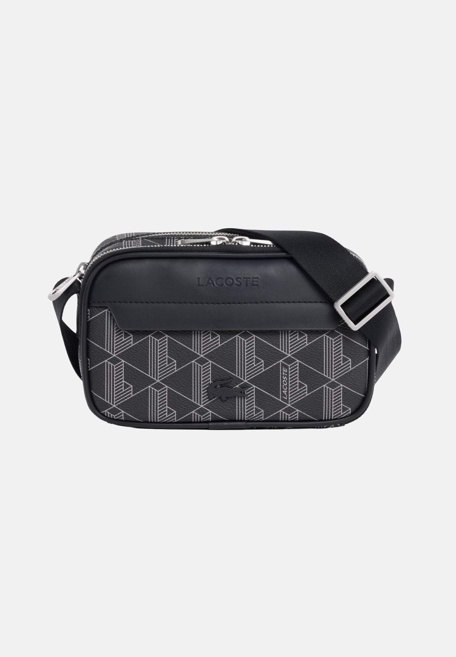 LACOSTE Borsa a tracolla THE BLEND CAMERA grigia da uomo con stampa monogram NH5283 H45 LACOSTE 