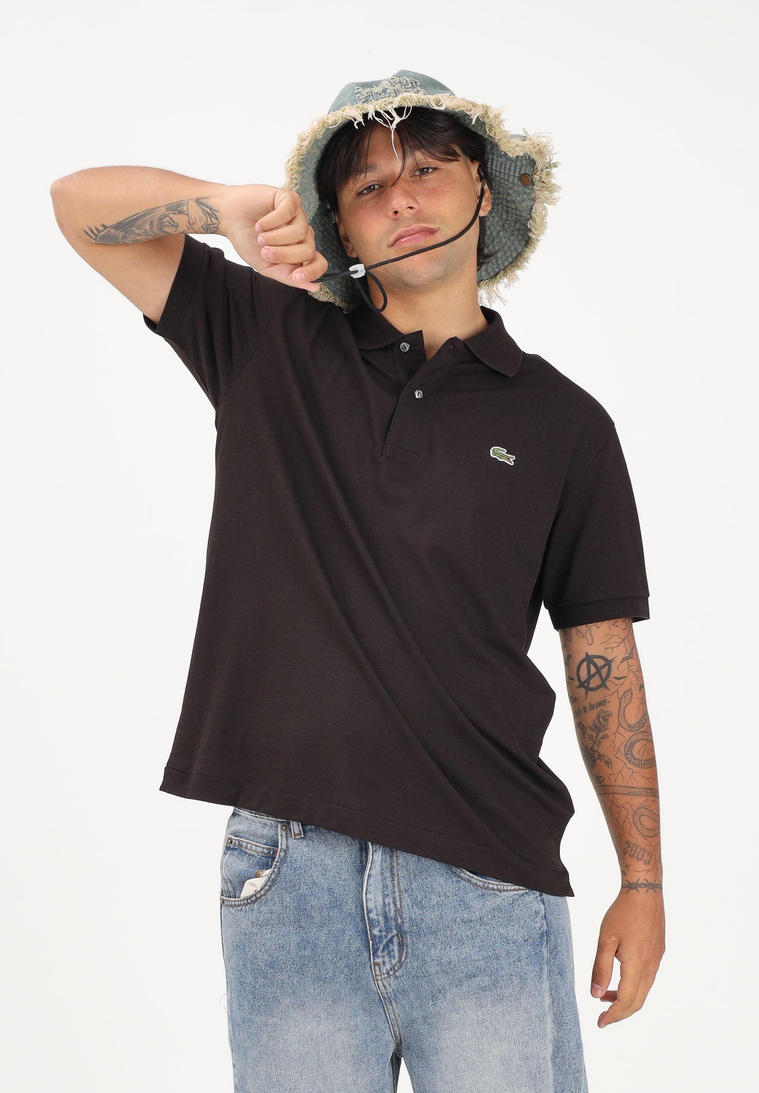 LACOSTE Polo a manica corta Classic marrone per uomo e donna con mini logo iconico coccodrillo PH9851 3LA LACOSTE 