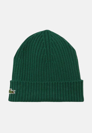 LACOSTE berretto in lana spazzolata a costine verde, colore basico verde, unisex. RB0001 132 LACOSTE 