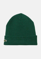 LACOSTE berretto in lana spazzolata a costine verde, colore basico verde, unisex. RB0001 132 LACOSTE 