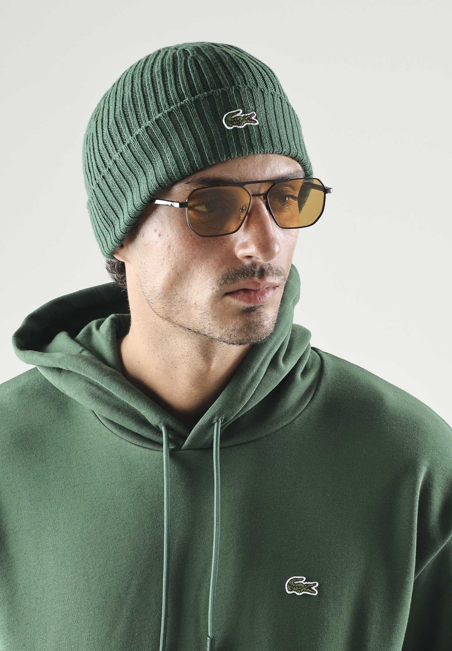 LACOSTE berretto in lana spazzolata a costine verde, colore basico verde, unisex. RB0001 132 LACOSTE 