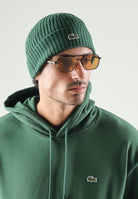 LACOSTE berretto in lana spazzolata a costine verde, colore basico verde, unisex. RB0001 132 LACOSTE 
