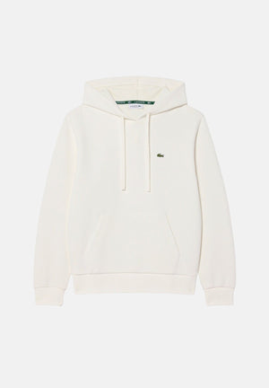 LACOSTE Felpa con cappuccio Piqué Hoodie, bianca, per uomo e donna con coccodrillo ricamato sul petto.<BR/> SF5259 70V LACOSTE 