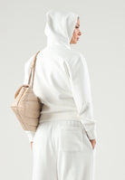 LACOSTE Felpa con cappuccio Piqué Hoodie, bianca, per uomo e donna con coccodrillo ricamato sul petto.<BR/> SF5259 70V LACOSTE 
