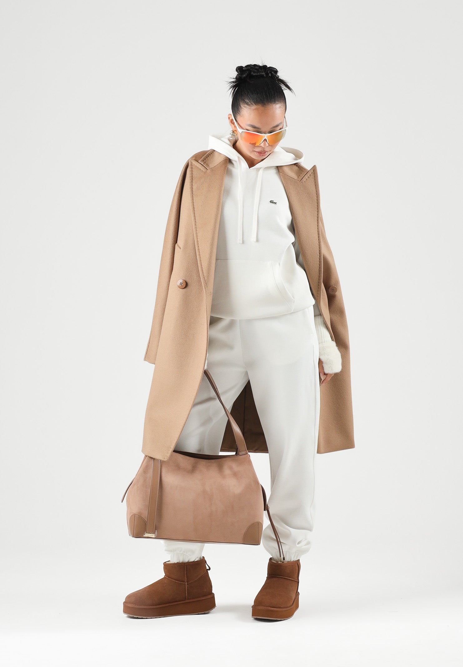 LACOSTE Felpa con cappuccio Piqué Hoodie, bianca, per uomo e donna con coccodrillo ricamato sul petto.<BR/> SF5259 70V LACOSTE 