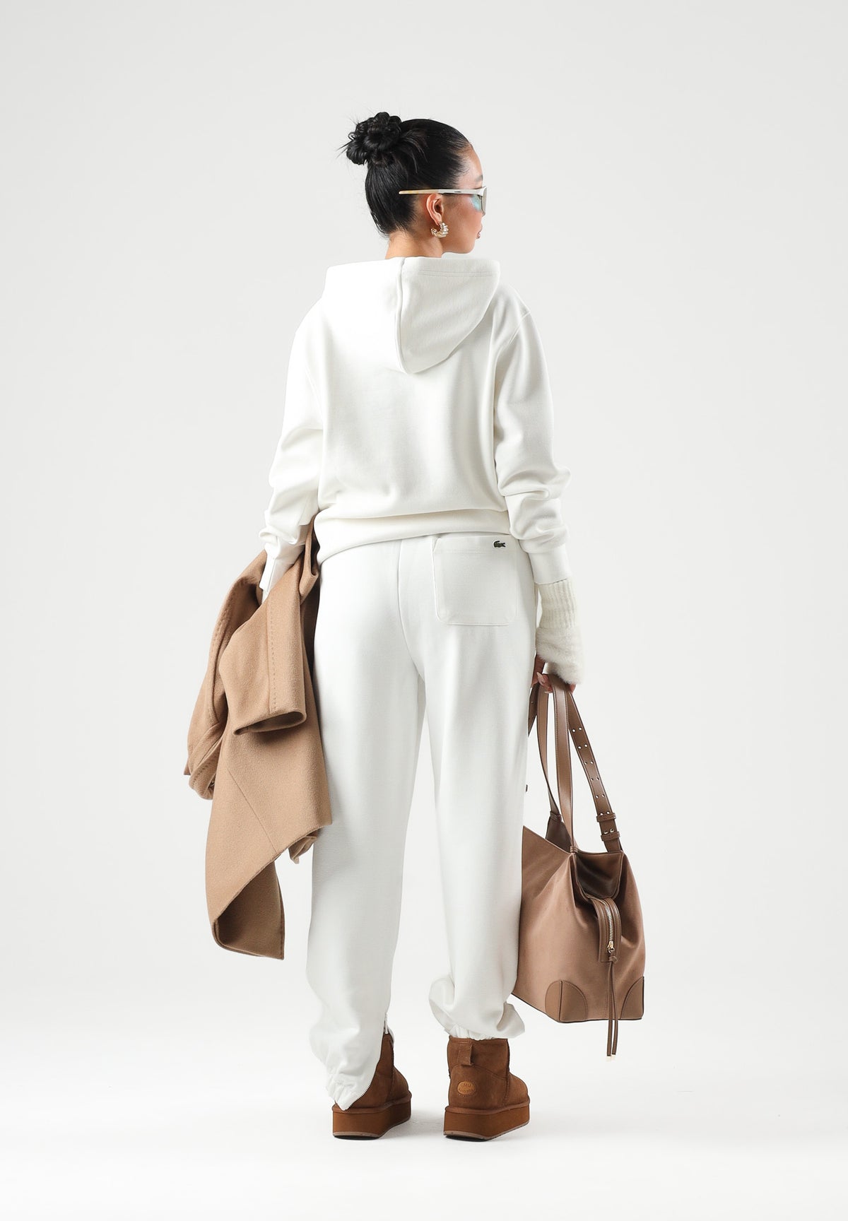 LACOSTE Felpa con cappuccio Piqué Hoodie, bianca, per uomo e donna con coccodrillo ricamato sul petto.<BR/> SF5259 70V LACOSTE 