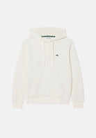LACOSTE Felpa con cappuccio Piqué Hoodie, bianca, per uomo e donna con coccodrillo ricamato sul petto.<BR/> SF5259 70V LACOSTE 
