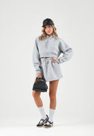 LACOSTE Felpa con cappuccio CROPPED HOODIE grigio da donna con mini logo iconico SF8324 CCA LACOSTE 