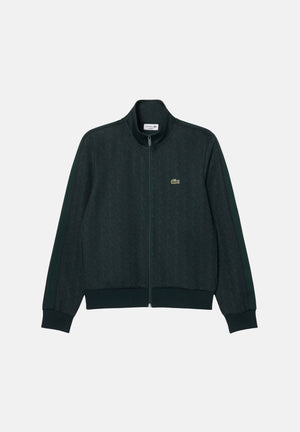 LACOSTE Felpa con zip verde da uomo con motivo monogramma jacquard. SH1368 SPU LACOSTE 