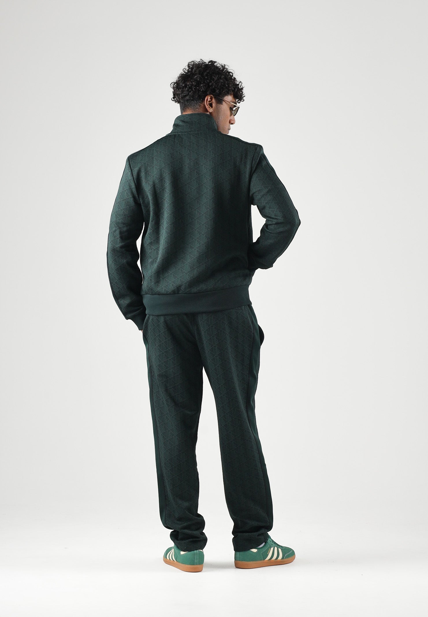 LACOSTE Felpa con zip verde da uomo con motivo monogramma jacquard. SH1368 SPU LACOSTE 