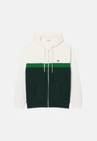LACOSTE Felpa con zip  COLORBLOCK FULL-ZIP HOODIE bianca per uomo  inserti bicolore sul petto. SH2749 0LP LACOSTE 