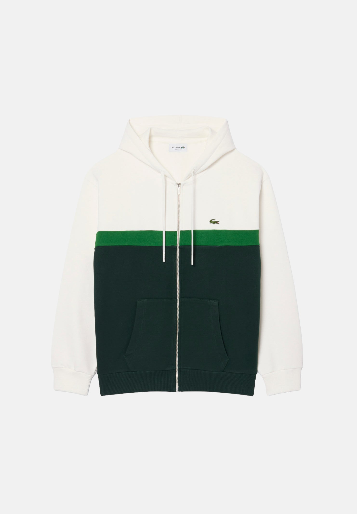 LACOSTE Felpa con zip  COLORBLOCK FULL-ZIP HOODIE bianca per uomo  inserti bicolore sul petto. SH2749 0LP LACOSTE 